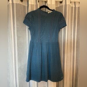 Francesca’s Blue Lace Knit Short-Sleeve Women's Dress